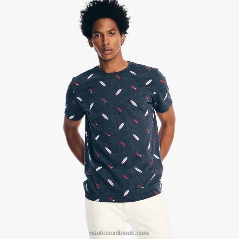 Nautica Sustainably Crafted Printed Crewneck T-Shirt L6J4L270 Navy Men