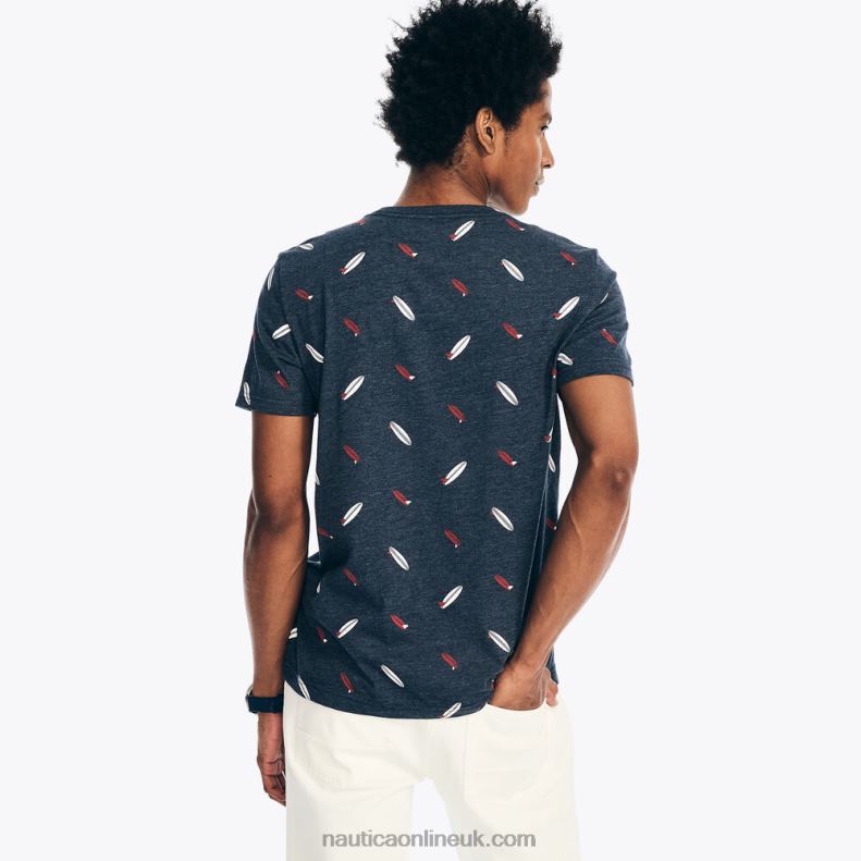 Nautica Sustainably Crafted Printed Crewneck T-Shirt L6J4L270 Navy Men