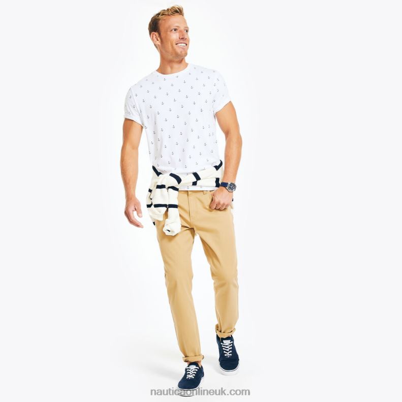 Nautica Sustainably Crafted Printed Crewneck T-Shirt L6J4L45 Bright White Men