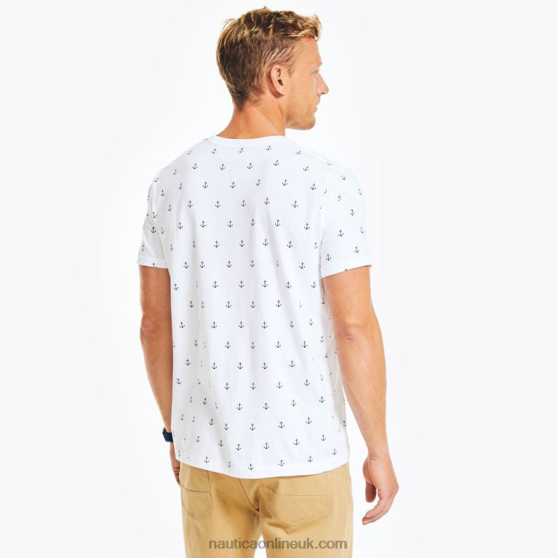 Nautica Sustainably Crafted Printed Crewneck T-Shirt L6J4L45 Bright White Men