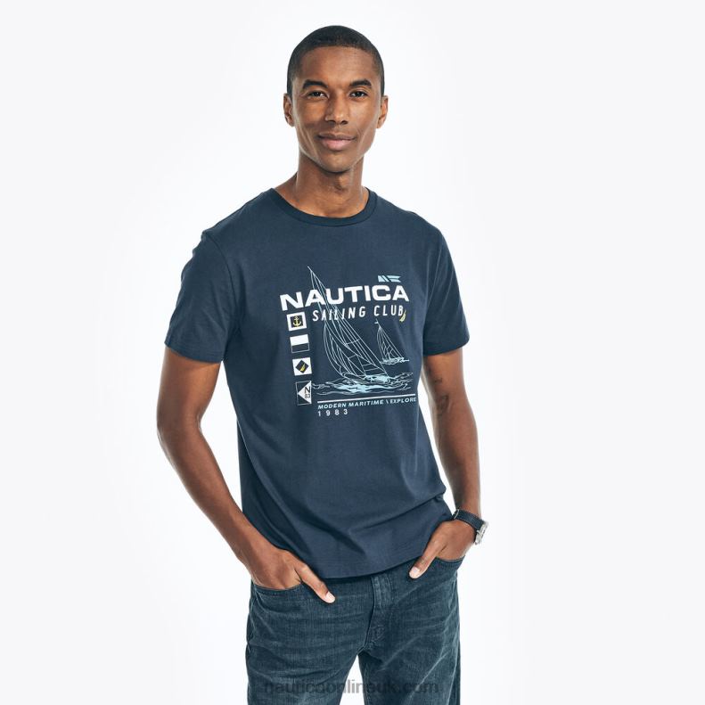 Nautica Sustainably Crafted Sailing Club Graphic T-Shirt L6J4L394 Navy Men