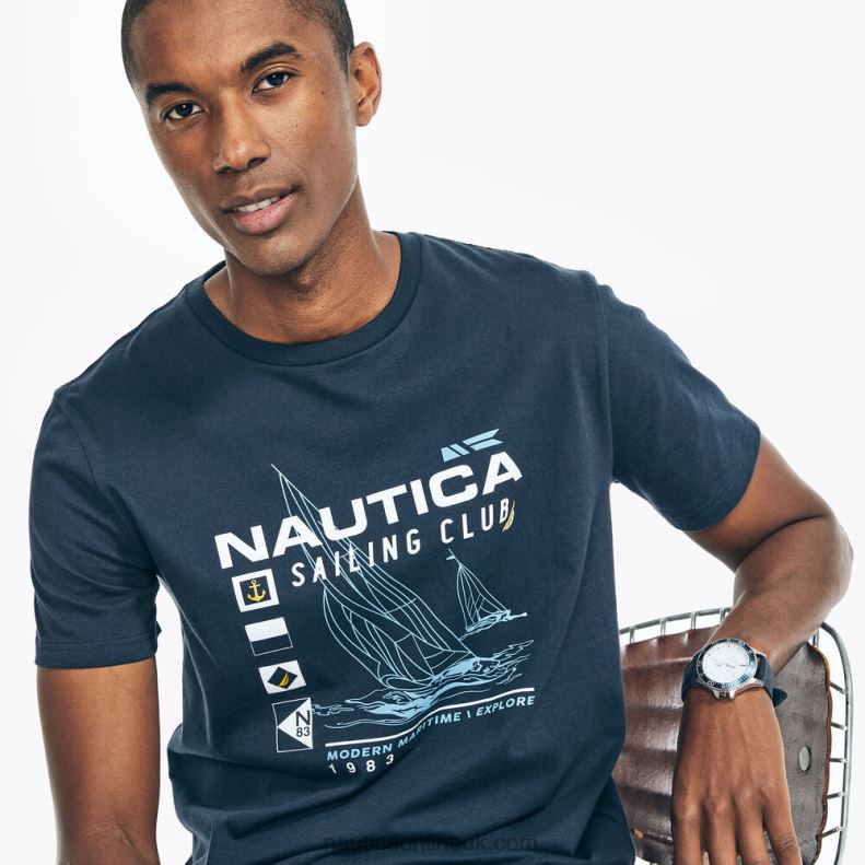 Nautica Sustainably Crafted Sailing Club Graphic T-Shirt L6J4L394 Navy Men