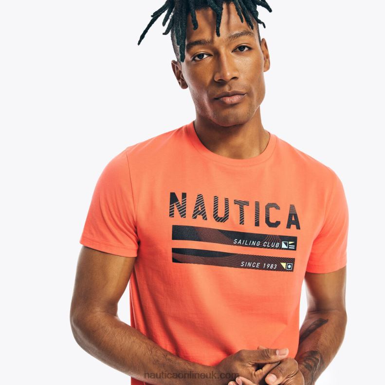Nautica Sustainably Crafted Sailing Club Graphic T-Shirt L6J4L478 Glory Red Men