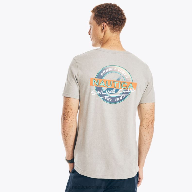 Nautica Sustainably Crafted Sailing Club Graphic T-Shirt L6J4L524 Grey Heather Men