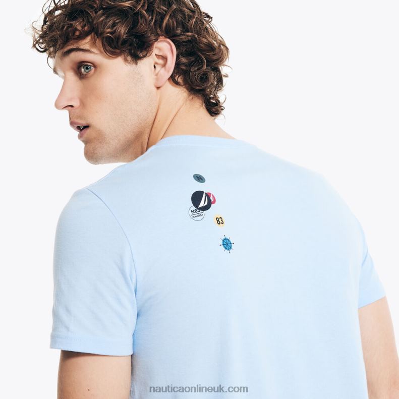 Nautica Sustainably Crafted Sailing Division Graphic T-Shirt L6J4L193 Azure Blue Men