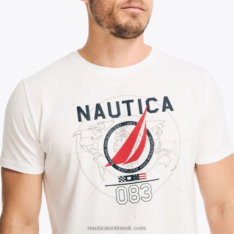 Nautica Sustainably Crafted Sailing Division Graphic T-Shirt L6J4L374 Bright White Men
