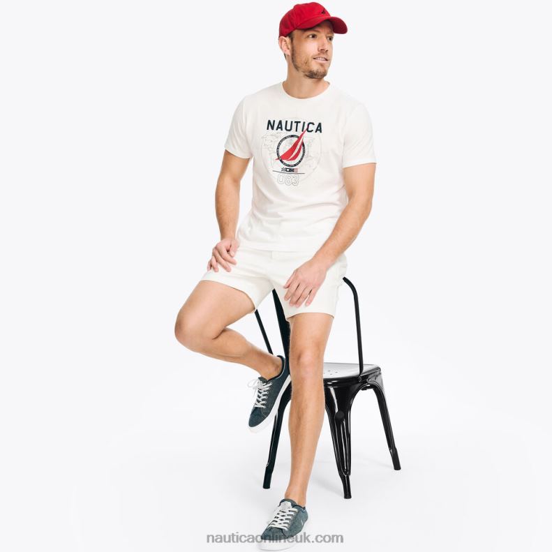 Nautica Sustainably Crafted Sailing Division Graphic T-Shirt L6J4L374 Bright White Men