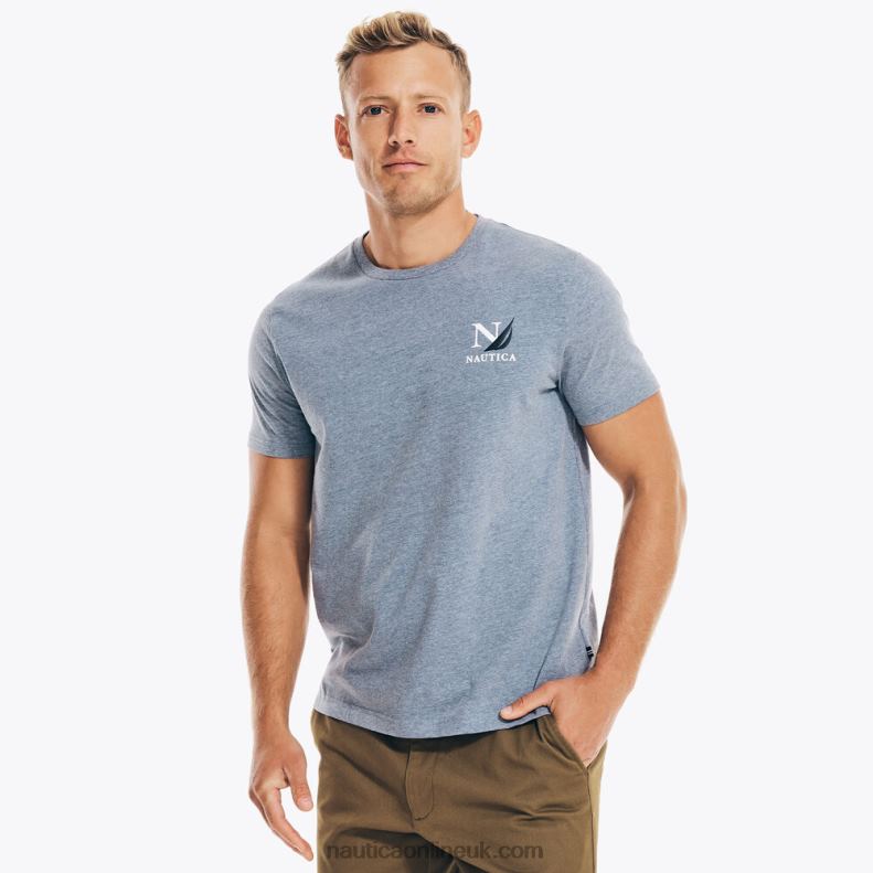 Nautica Sustainably Crafted Sailing Division Graphic T-Shirt L6J4L387 Anchor Blue Heather Men