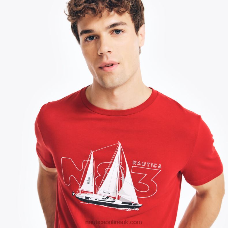Nautica Sustainably Crafted Sailing Graphic T-Shirt L6J4L361 Nautica Red Men