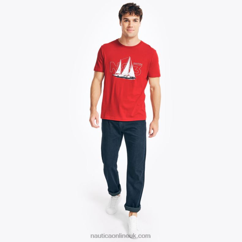 Nautica Sustainably Crafted Sailing Graphic T-Shirt L6J4L361 Nautica Red Men