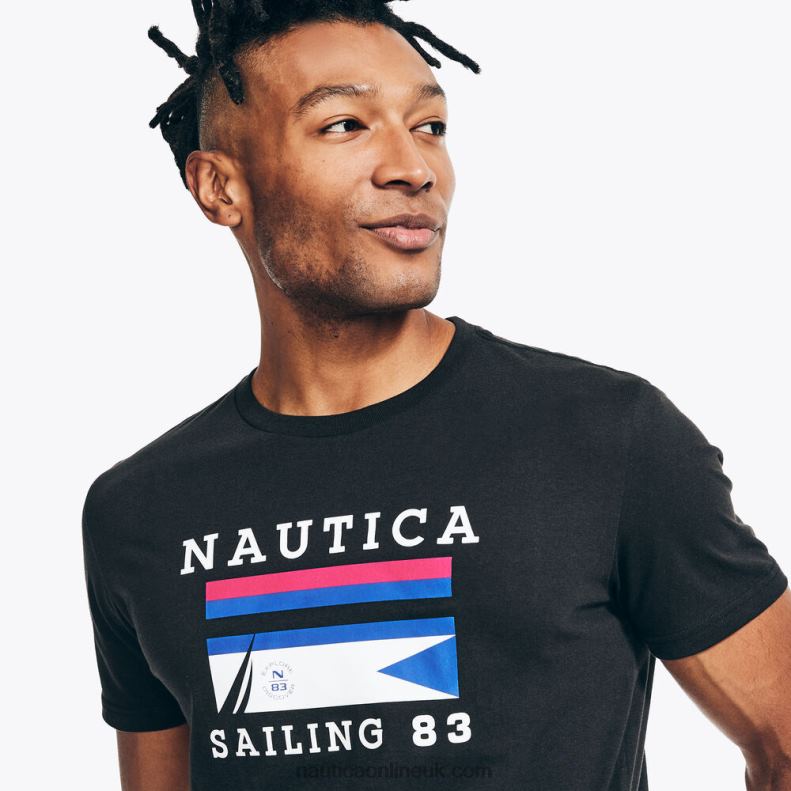 Nautica Sustainably Crafted Sailing Graphic T-Shirt L6J4L369 True Black Men