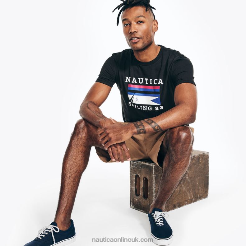 Nautica Sustainably Crafted Sailing Graphic T-Shirt L6J4L369 True Black Men