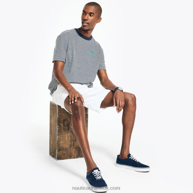 Nautica Sustainably Crafted Striped Crewneck T-Shirt L6J4L543 Navy Men
