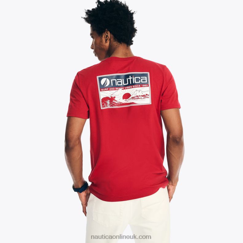 Nautica Sustainably Crafted Surf Beach Vibes Graphic T-Shirt L6J4L419 Nautica Red Men