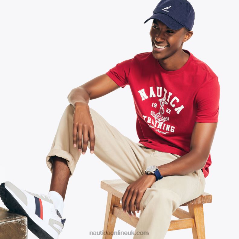 Nautica Sustainably Crafted Training Graphic T-Shirt L6J4L482 Nautica Red Men