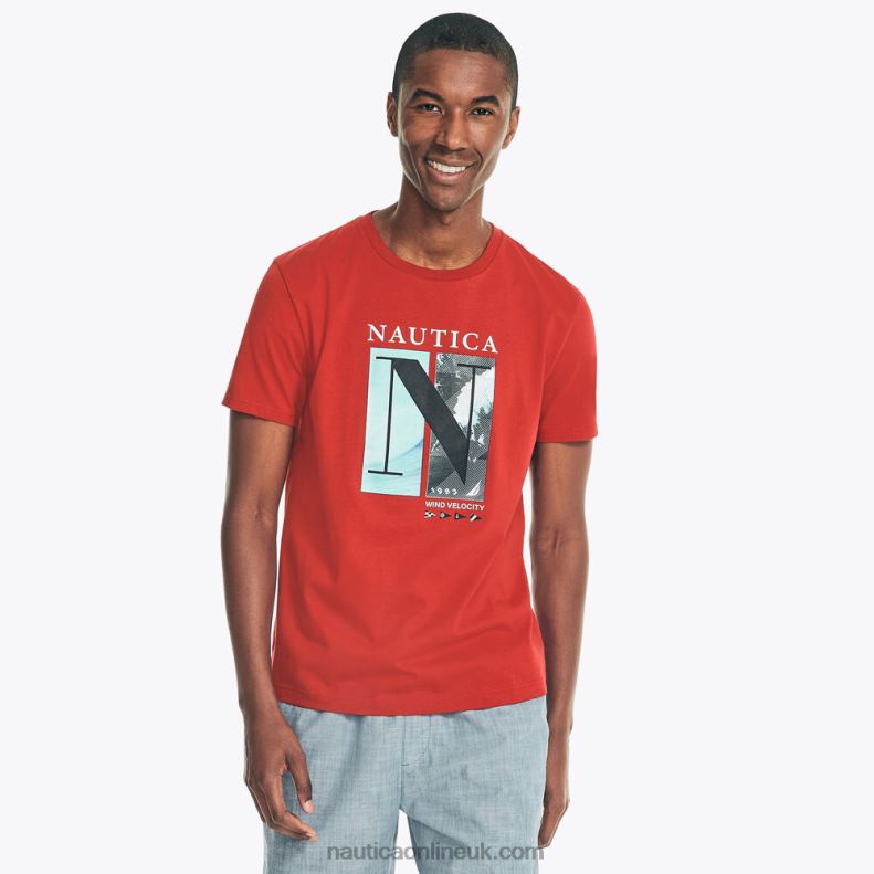Nautica Sustainably Crafted Wind Velocity Graphic T-Shirt L6J4L585 Nautica Red Men