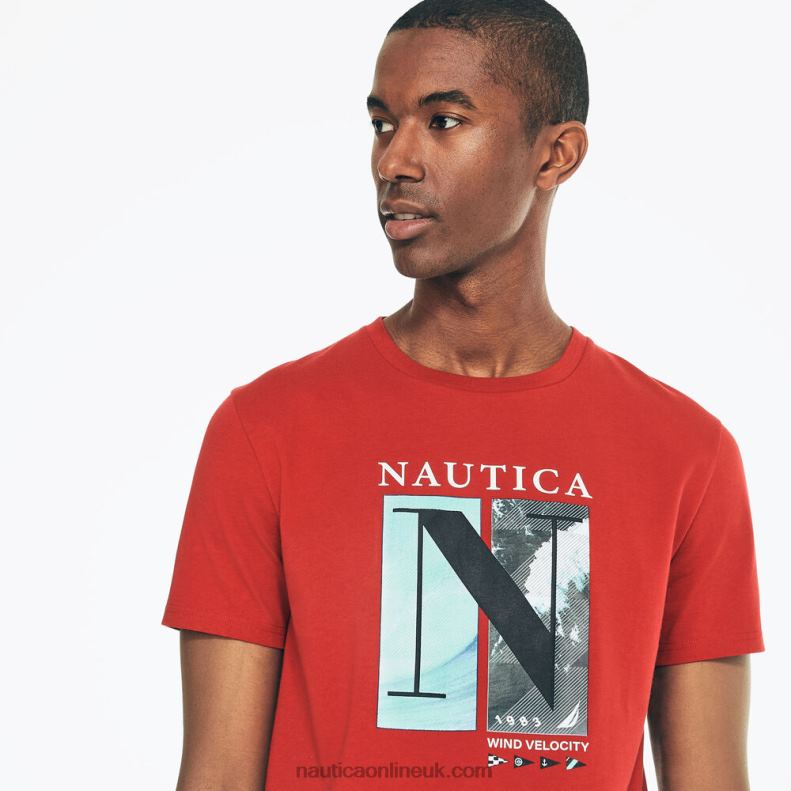 Nautica Sustainably Crafted Wind Velocity Graphic T-Shirt L6J4L585 Nautica Red Men