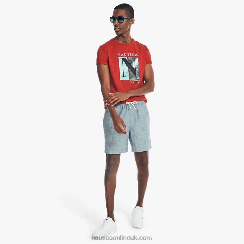 Nautica Sustainably Crafted Wind Velocity Graphic T-Shirt L6J4L585 Nautica Red Men