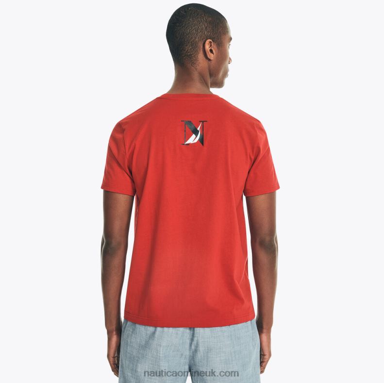 Nautica Sustainably Crafted Wind Velocity Graphic T-Shirt L6J4L585 Nautica Red Men