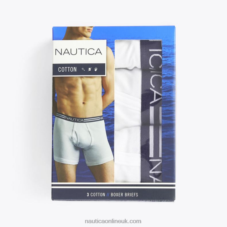 Nautica Classic Boxer Briefs 3-Pack L6J4L458 Bright White Men