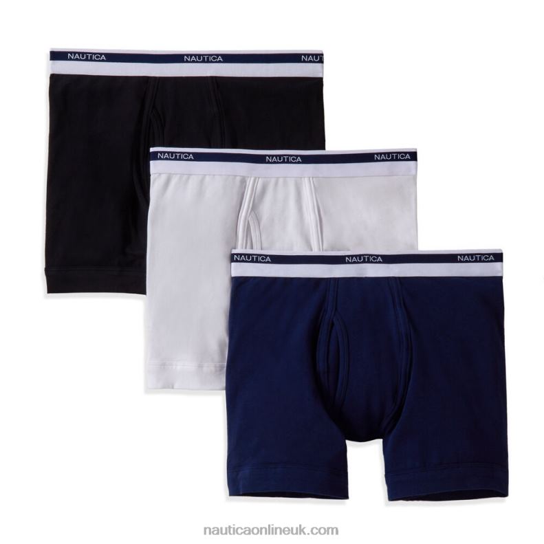 Nautica Cotton Stretch Boxer Briefs 3-Pack L6J4L730 Charcoal T Men