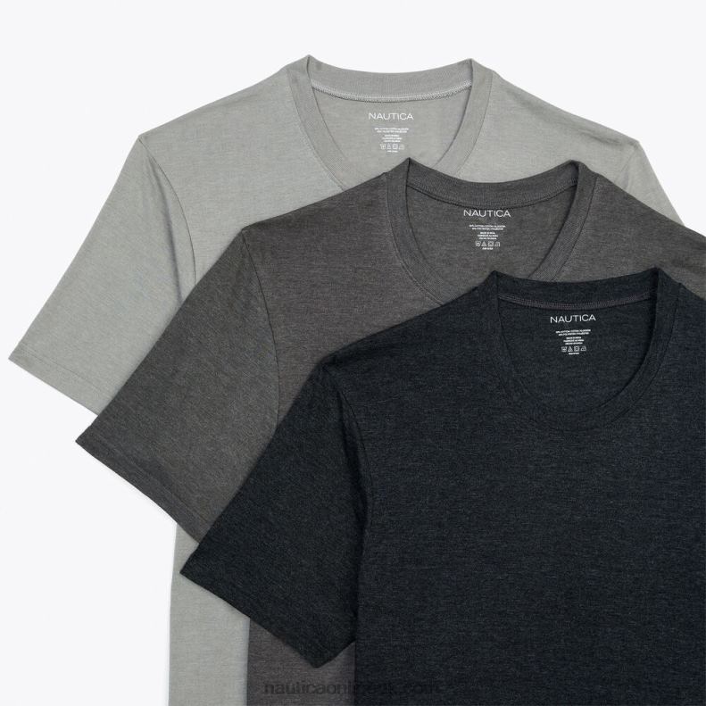 Nautica Heathered Crewneck T-Shirts 3-Pack L6J4L731 Runway Grey Men