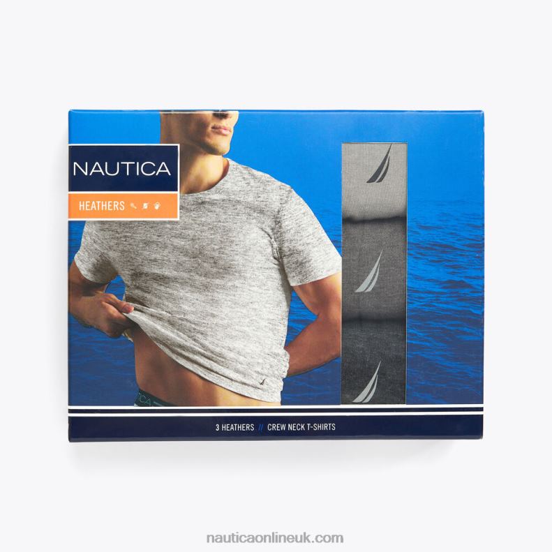 Nautica Heathered Crewneck T-Shirts 3-Pack L6J4L731 Runway Grey Men