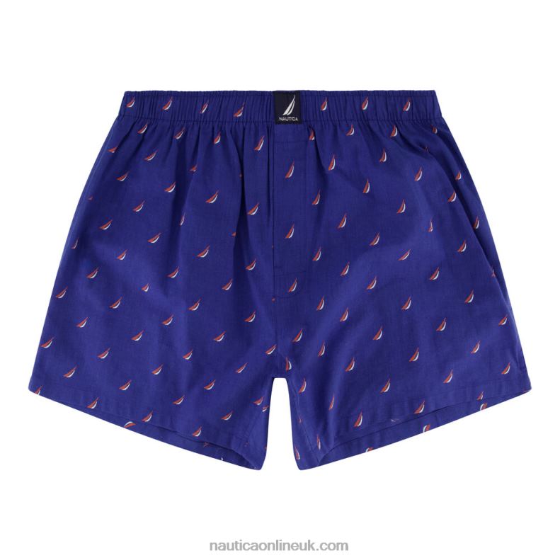 Nautica J-Class Print Woven Boxer L6J4L154 Distressed Blue Wash Men