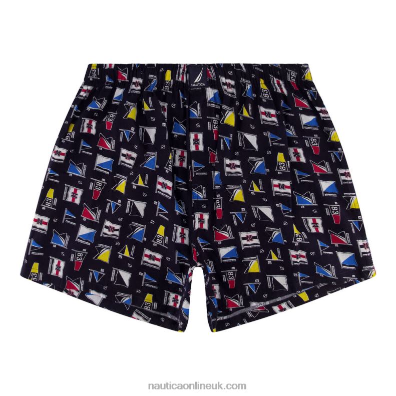 Nautica Large Flag Print Woven Boxer L6J4L156 Deep Dive Wash Men