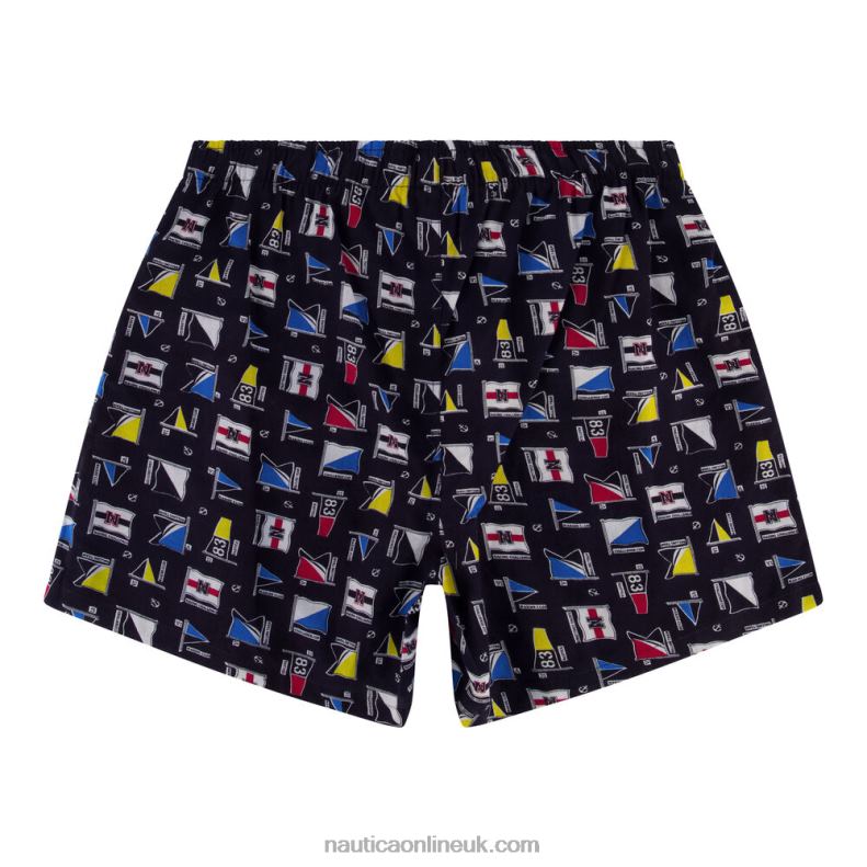 Nautica Large Flag Print Woven Boxer L6J4L156 Deep Dive Wash Men