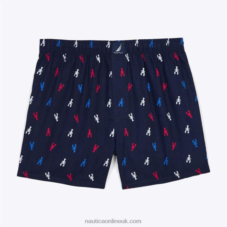 Nautica Lobster Print Woven Boxer L6J4L111 Narragansett Grey Wash Men