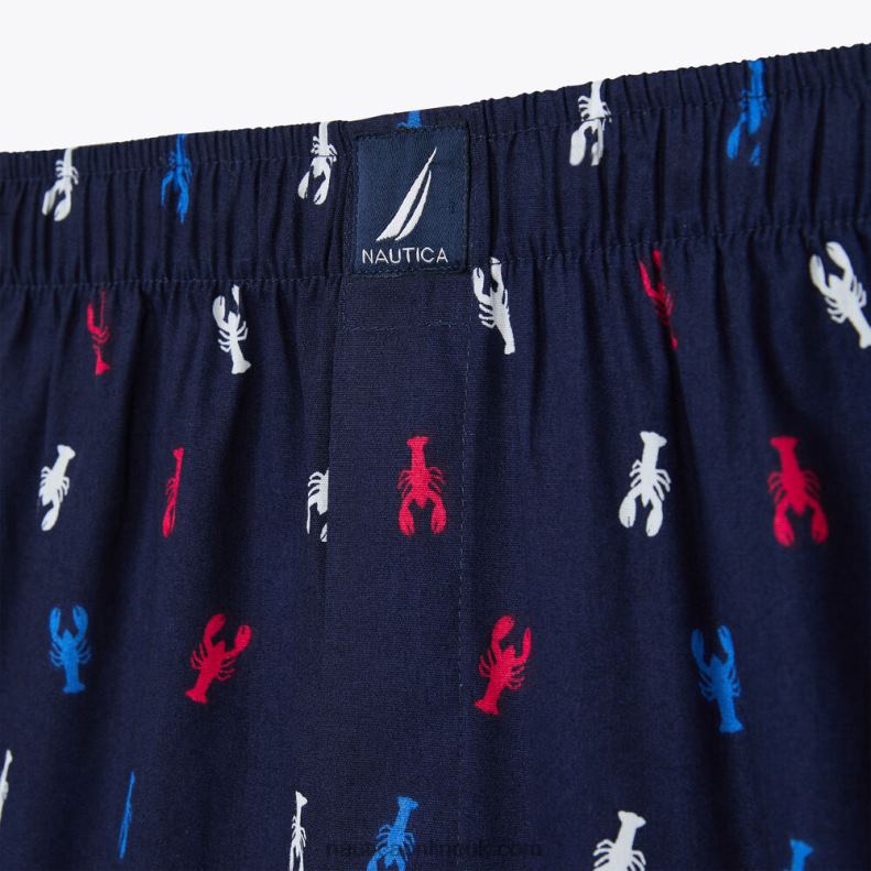 Nautica Lobster Print Woven Boxer L6J4L111 Narragansett Grey Wash Men
