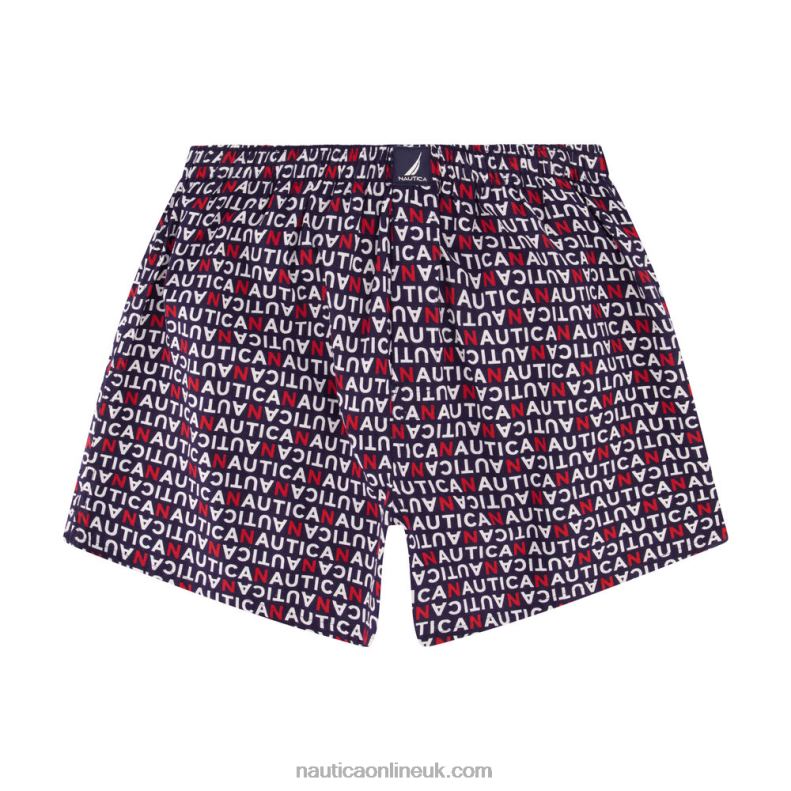 Nautica Logo Print Woven Boxer L6J4L80 Delphinium Blue Men