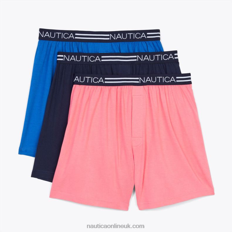 Nautica Solid Knit Boxers 3-Pack L6J4L71 Blue Dive Men