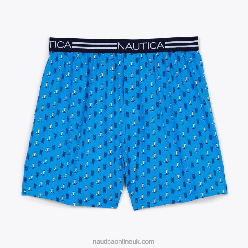 Nautica Striped Anchor Print Knit Boxer L6J4L74 Baltic Medium Wash Men