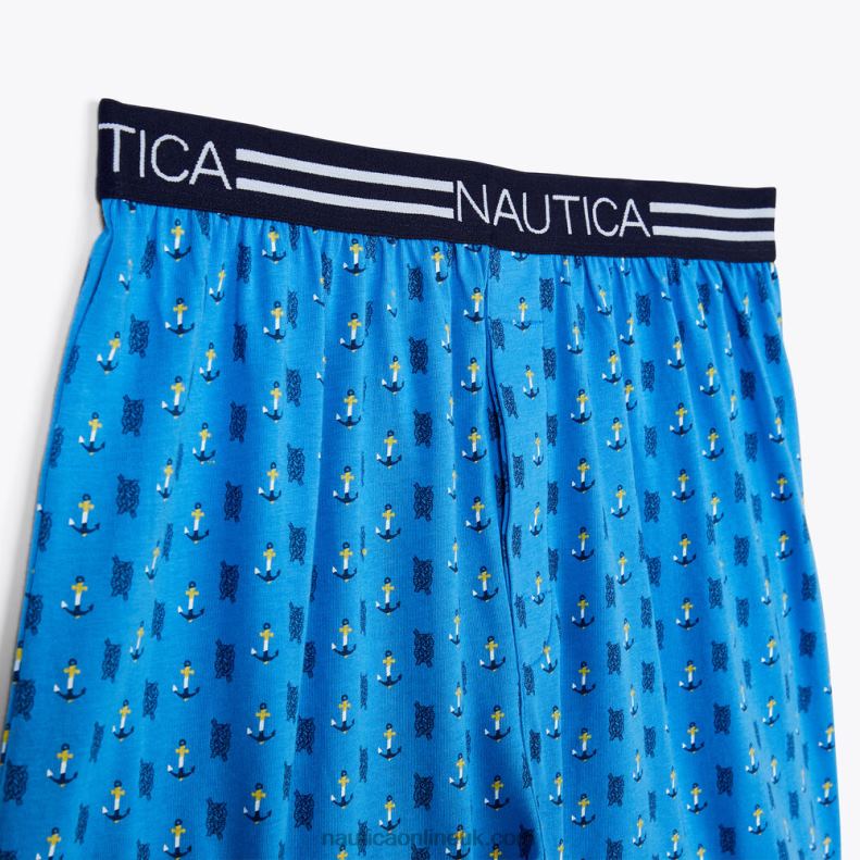 Nautica Striped Anchor Print Knit Boxer L6J4L74 Baltic Medium Wash Men