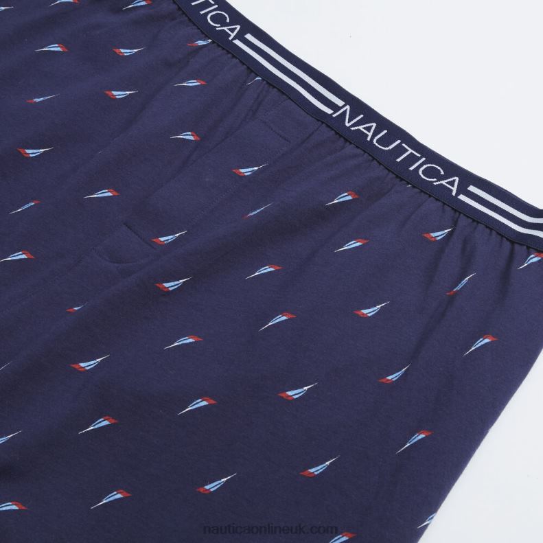 Nautica Striped Sailboat Knit Boxer L6J4L83 Sapphire/Pitch Yellow Men