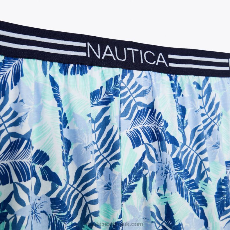 Nautica Tropical Leaf Print Knit Boxer L6J4L60 Blue Depths Men