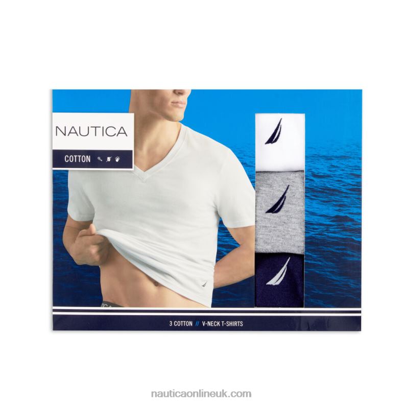 Nautica V-Neck T-Shirts 3-Pack L6J4L216 Tan Men