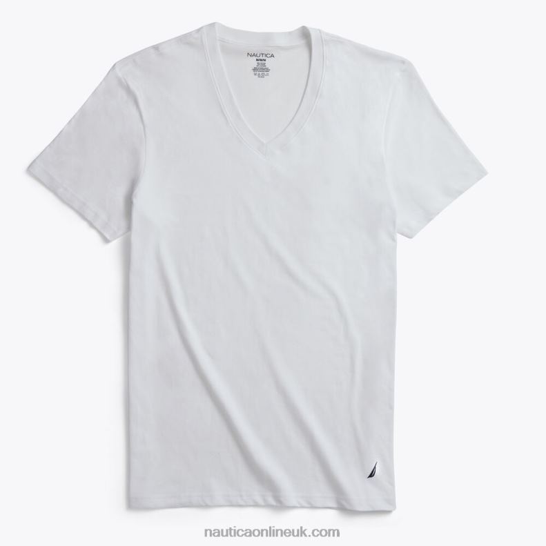 Nautica V-Neck T-Shirts 5-Pack L6J4L117 Antique White Wash Men