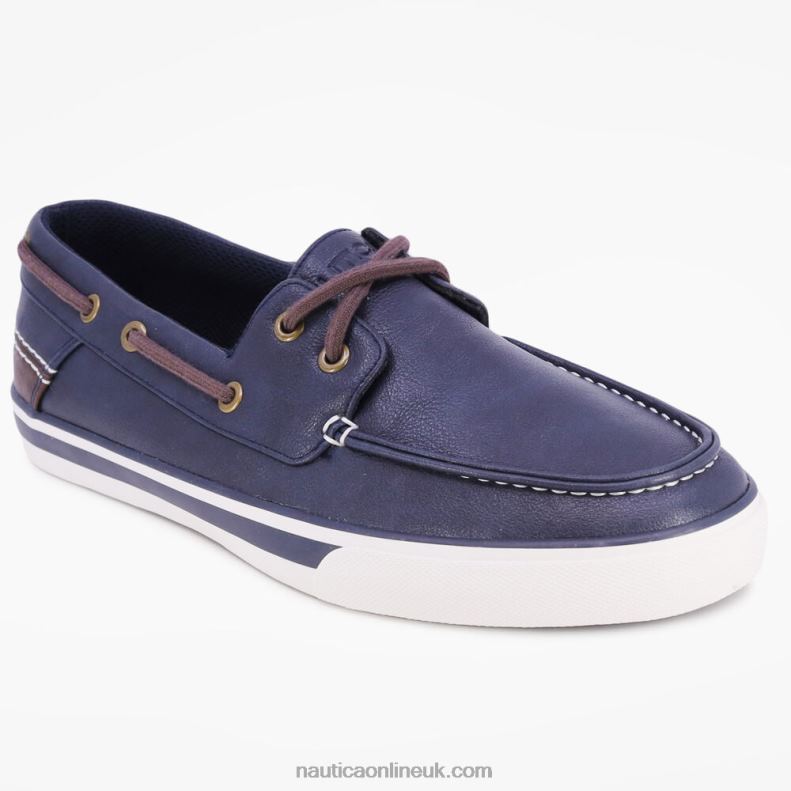 Nautica Logo-Debossed Boat Shoe L6J4L657 Navy Men
