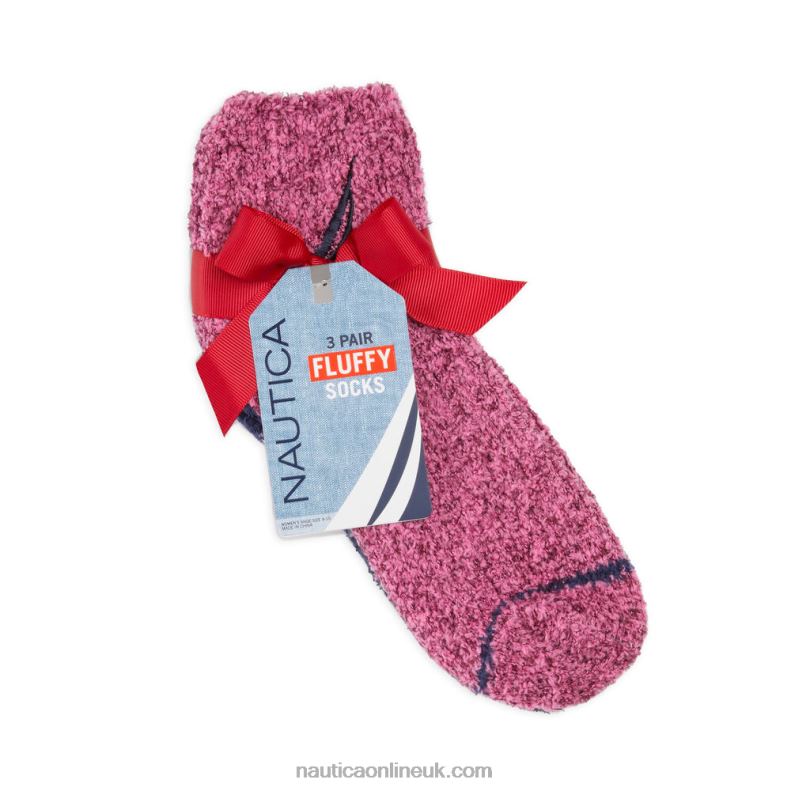 Nautica Fuzzy Mid-Crew Socks 3-Pack L6J4L852 Multi Women