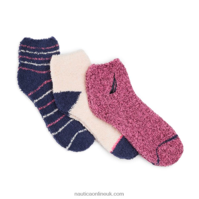 Nautica Fuzzy Mid-Crew Socks 3-Pack L6J4L852 Multi Women