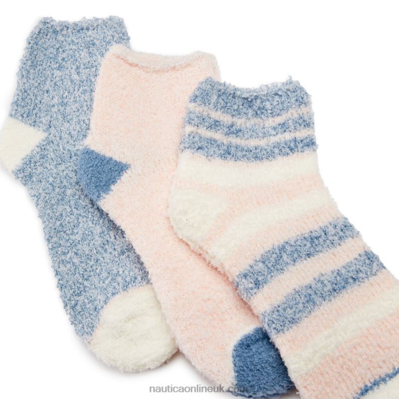 Nautica Fuzzy Mid-Crew Socks 3-Pack L6J4L920 Multi Women