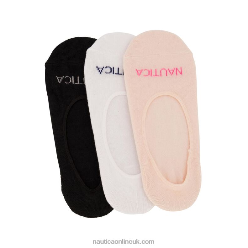 Nautica Stretch Liner Socks In White 3-Pack L6J4L889 Multi Women