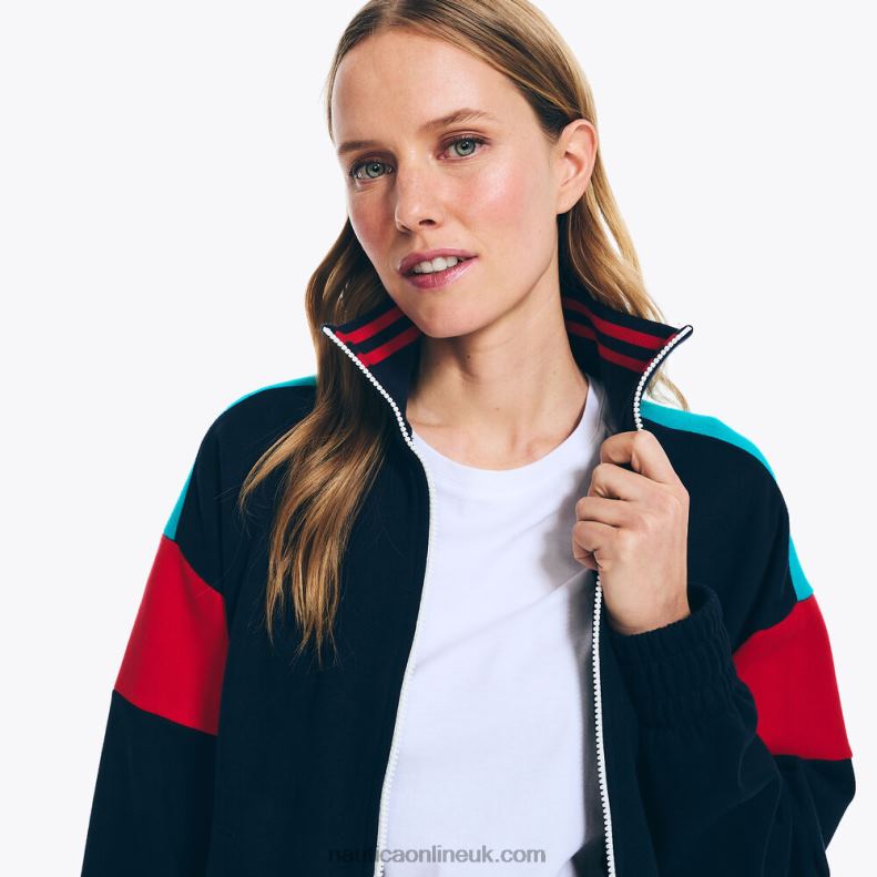 Nautica Sustainably Crafted Full-Zip Track Jacket L6J4L760 Stellar Blue Heather Women