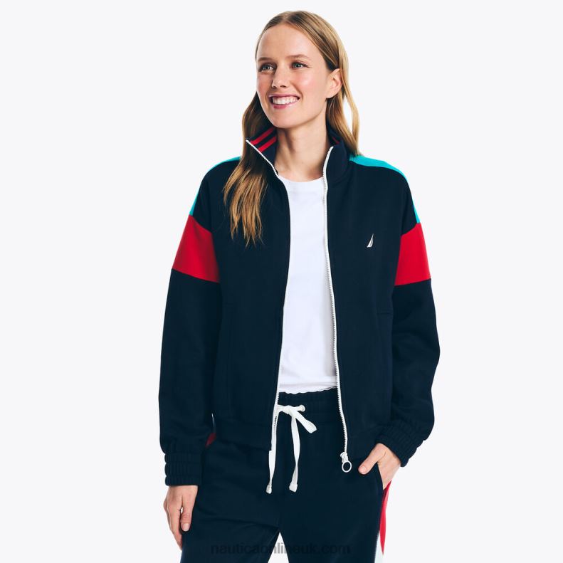 Nautica Sustainably Crafted Full-Zip Track Jacket L6J4L760 Stellar Blue Heather Women