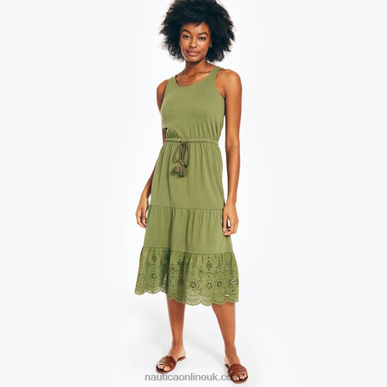 Nautica Eyelet Midi Dress L6J4L963 Olive Vine Women
