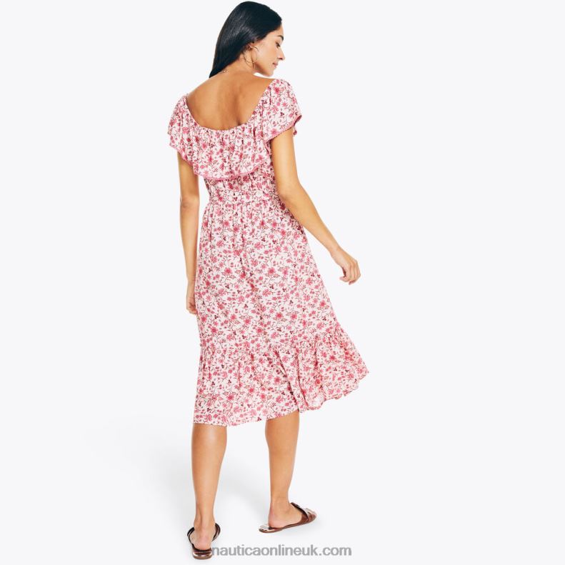 Nautica Sustainably Crafted Floral Printed Dress L6J4L1005 Flare Red Women