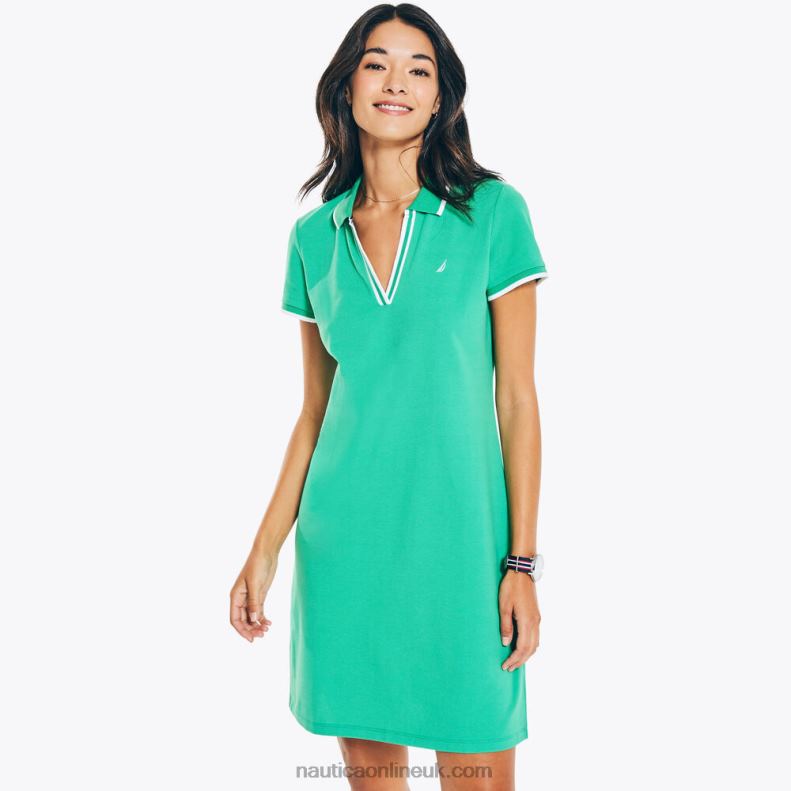 Nautica Sustainably Crafted Ocean Polo Dress L6J4L737 Pine Forest Heather Women